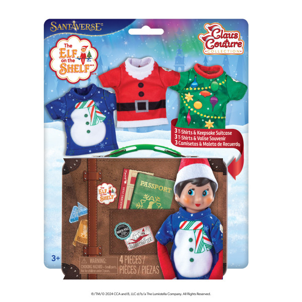 Pack 3 Camisetas y Maleta de Recuerdo Colección Claus Couture® THE ELF ON THE SHELF®