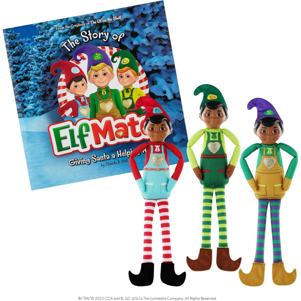 Elf Mates® pack de 3 elfos  con libro (En inglés)